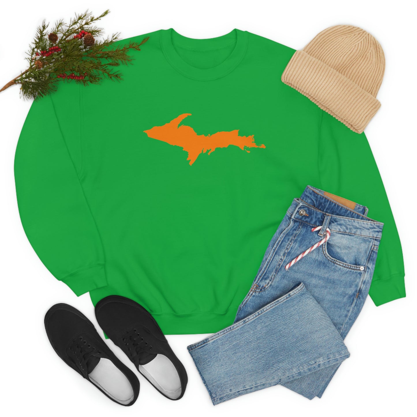 Michigan Upper Peninsula Sweatshirt (w/ Orange UP Outline) | Unisex Standard