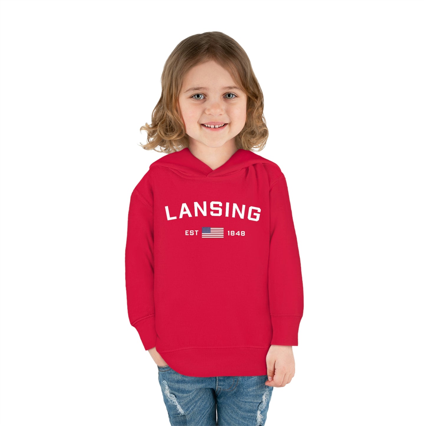 'Lansing EST 1848' Hoodie (w/USA Flag Outline) | Unisex Toddler