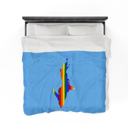 Michigan Upper Peninsula Plush Blanket (w/ UP Pride Flag Outline) | DTW Blue