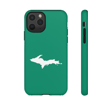 Michigan Upper Peninsula Tough Phone Case (Emerald Green w/ UP Outline) | Apple iPhone