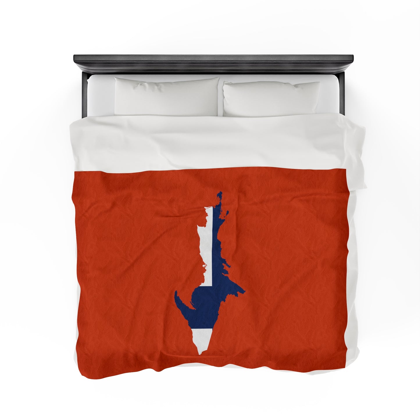 Michigan Upper Peninsula Plush Blanket (w/ UP Finland Flag Outline) | Maple Leaf Orange