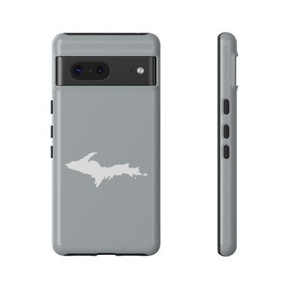 Michigan Upper Peninsula Tough Phone Case (Silver w/ UP Outline) | Samsung & Pixel Android