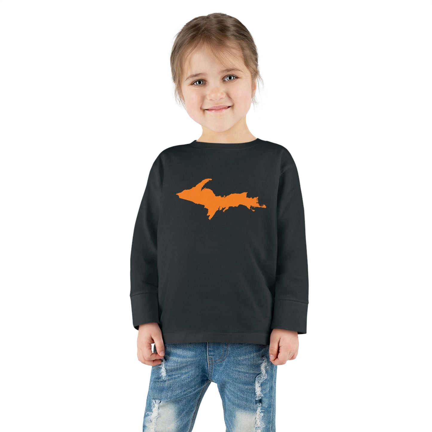 Michigan Upper Peninsula T-Shirt (w/ Orange UP Outline) | Toddler Long Sleeve
