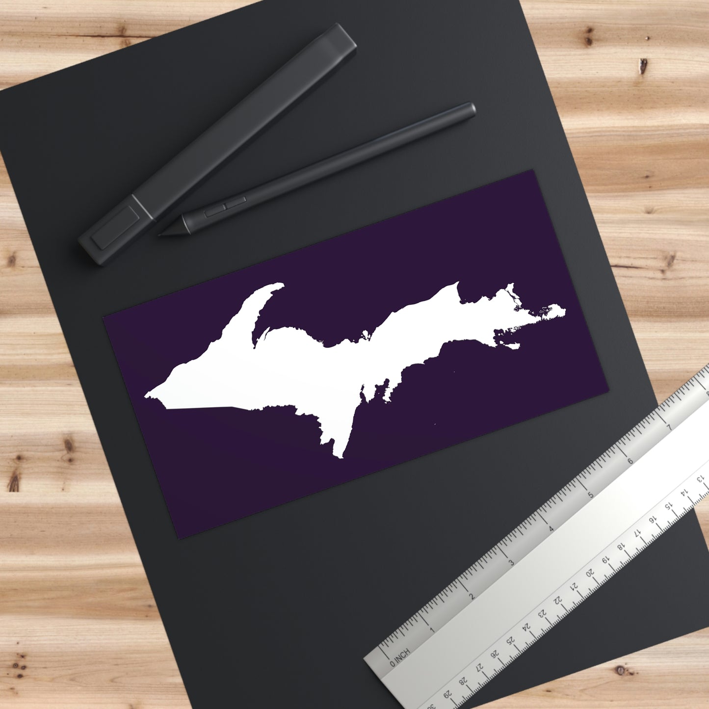 Michigan Upper Peninsula Bumper Sticker (w/ UP Outline) | Blackcurrant Background