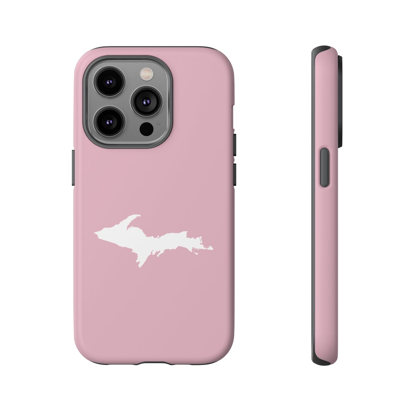 Michigan Upper Peninsula Tough Phone Case (Pink w/ UP Outline) | Apple iPhone