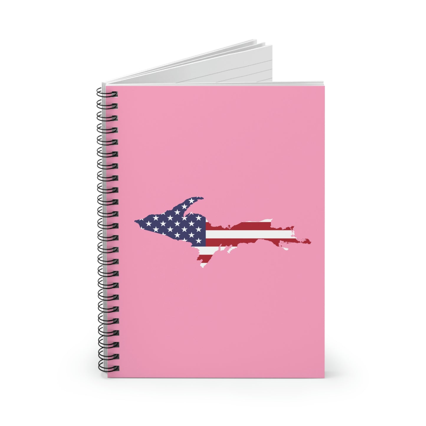 Michigan Upper Peninsula Spiral Notebook (w/ UP USA Flag Outline) | '67 Caddie Pink