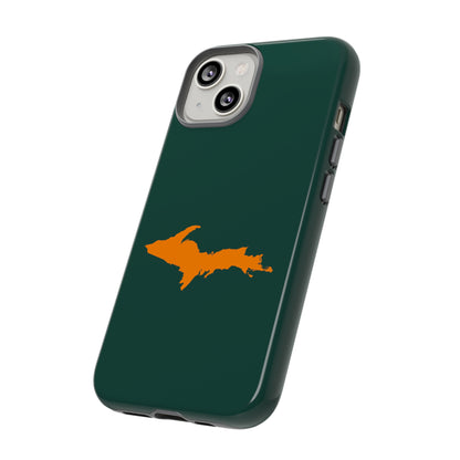 Michigan Upper Peninsula Tough Phone Case (Green w/ Orange UP Outline) | Apple iPhone