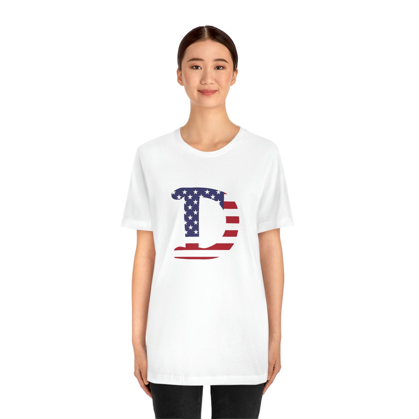 Detroit 'Old French D' T-Shirt (w/ USA Flag Outline) | Unisex Standard Fit