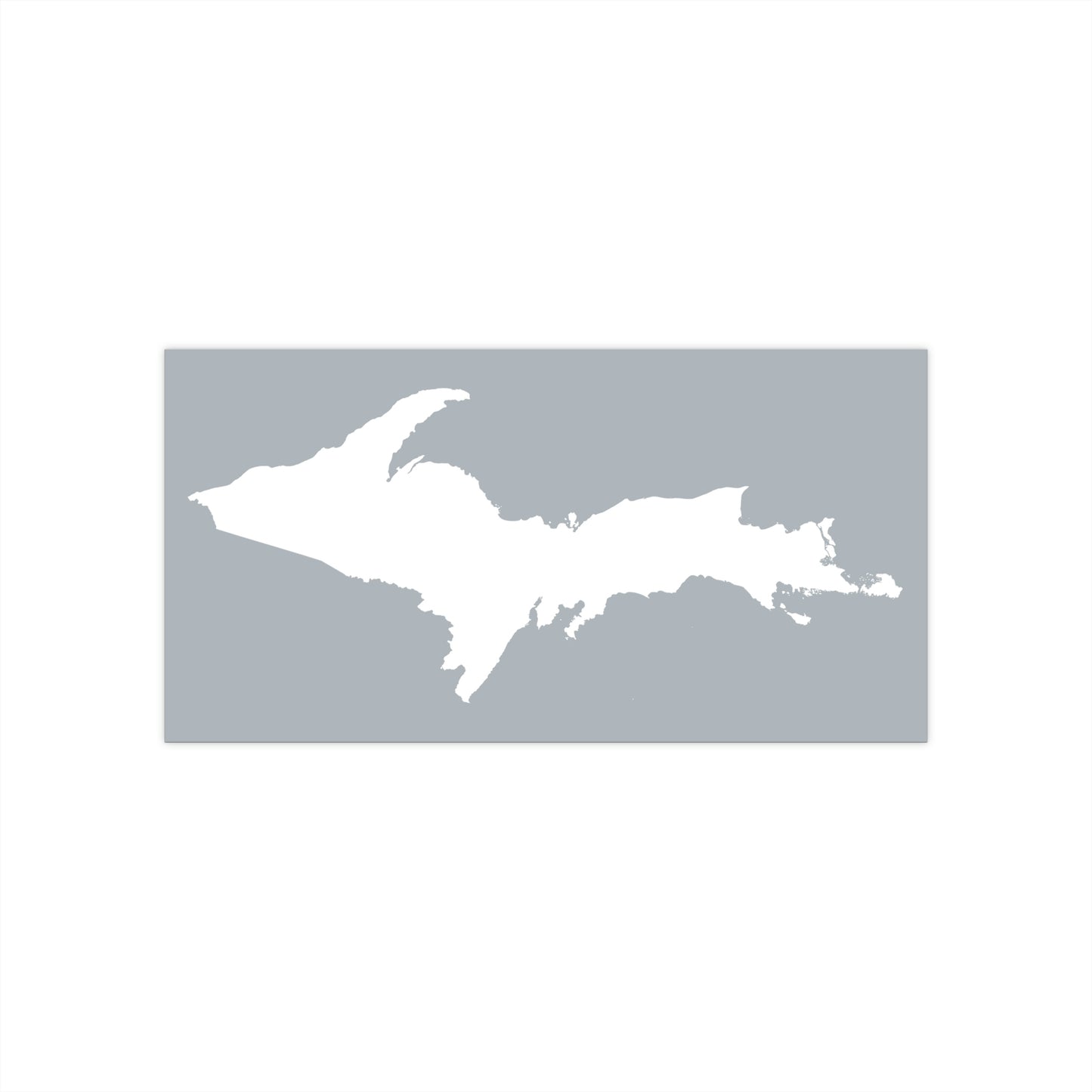 Michigan Upper Peninsula Bumper Sticker (w/ UP Outline) | Silver Background