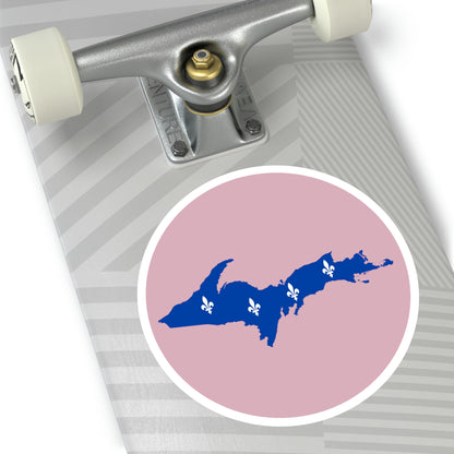 Michigan Upper Peninsula Round Stickers (Pink w/ UP Quebec Flag Outline) | Indoor\Outdoor