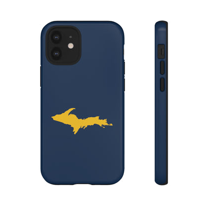 Michigan Upper Peninsula Tough Phone Case (Navy w/ Gold UP Outline) | Apple iPhone