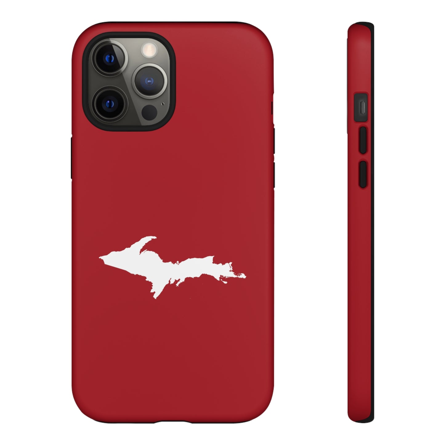 Michigan Upper Peninsula Tough Phone Case (Thimbleberry Red w/ UP Outline) | Apple iPhone