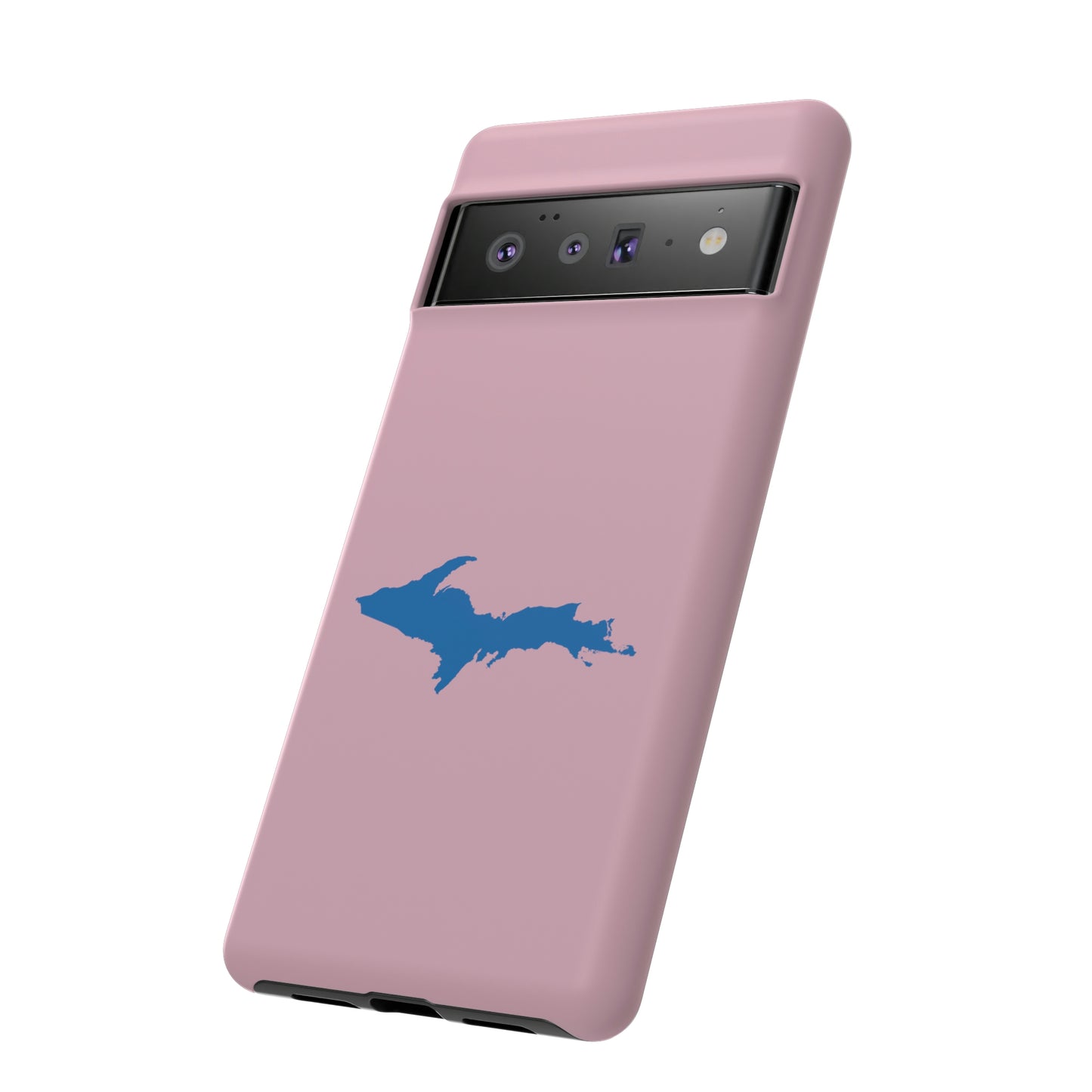 Michigan Upper Peninsula Tough Phone Case (Pink w/ Azure UP Outline) | Samsung & Pixel Android