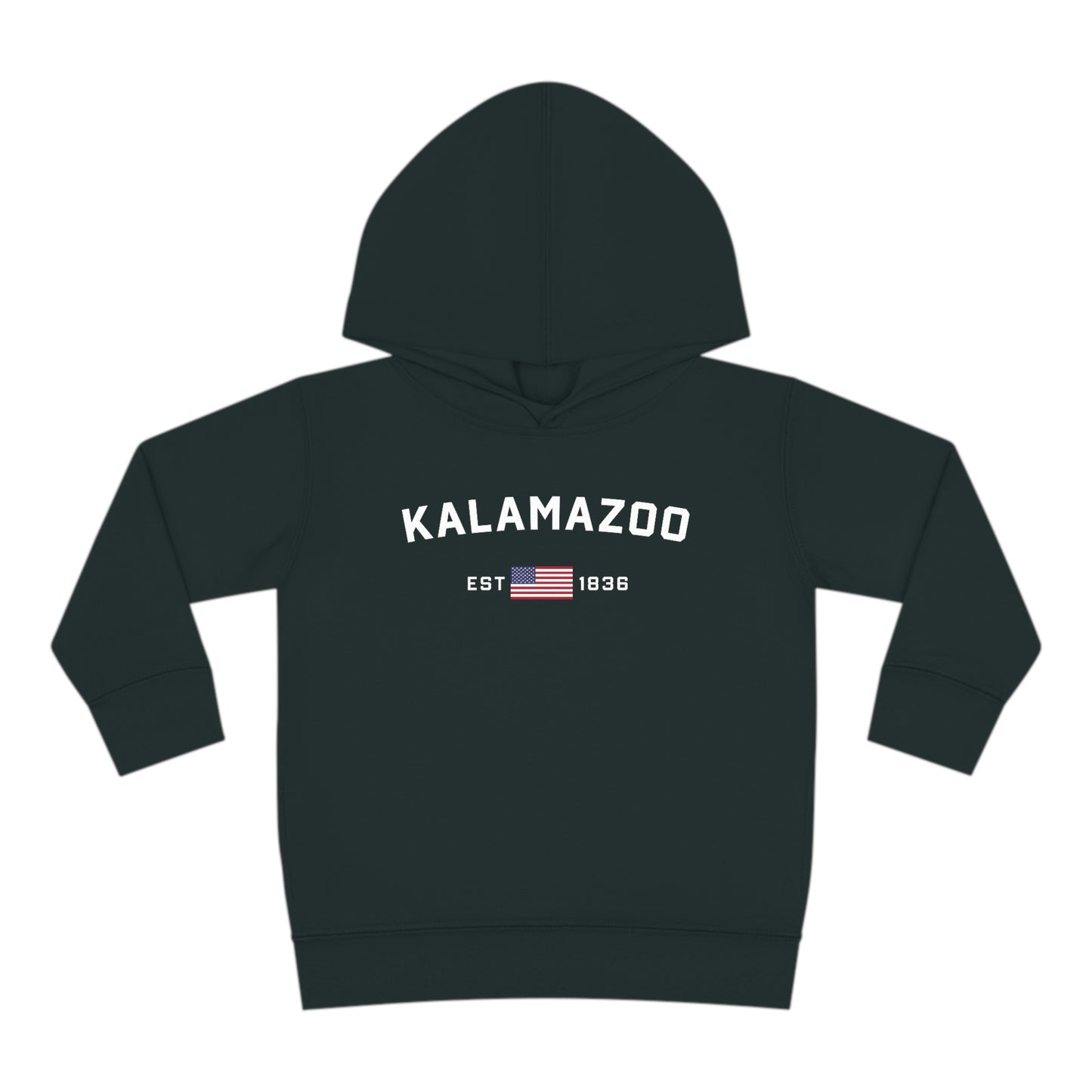'Kalamazoo EST 1836' Hoodie (w/USA Flag Outline) | Unisex Toddler