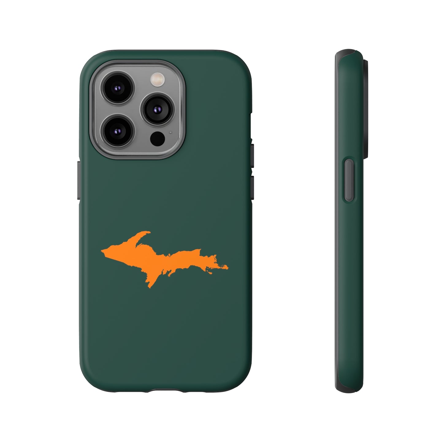 Michigan Upper Peninsula Tough Phone Case (Green w/ Orange UP Outline) | Apple iPhone