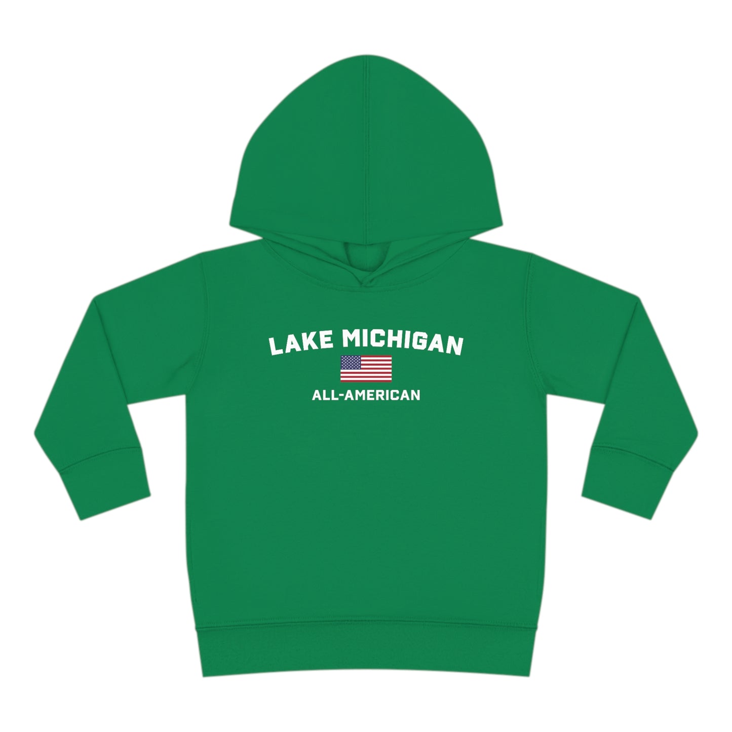 'Lake Michigan All-American' Hoodie (w/USA Flag Outline) | Unisex Toddler