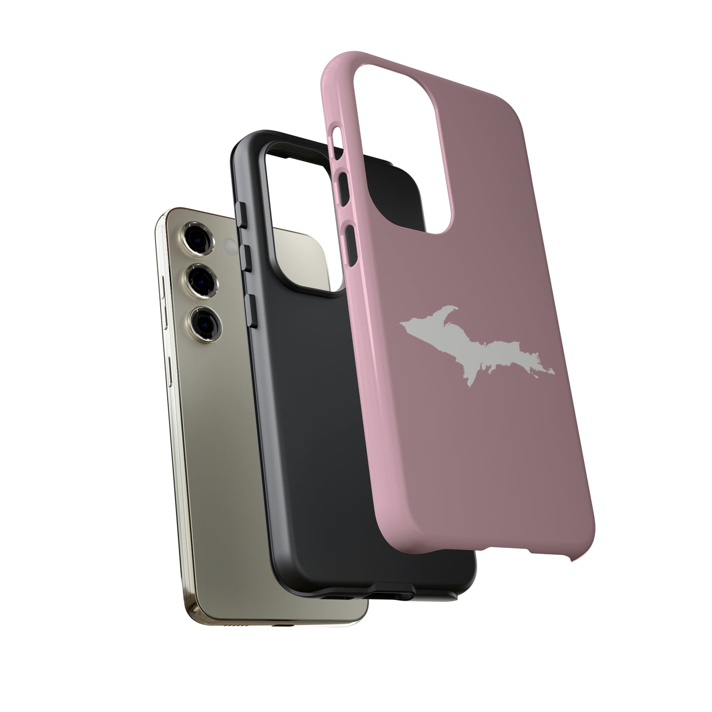 Michigan Upper Peninsula Tough Phone Case (Pink w/ UP Outline) | Samsung & Pixel Android