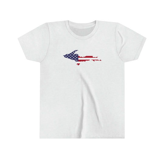 Michigan Upper Peninsula T-Shirt (w/ MI USA Flag Outline) | Youth Short Sleeve