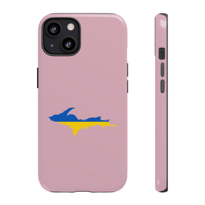 Michigan Upper Peninsula Tough Phone Case (Pink w/ UP Ukraine Flag Outline) | Apple iPhone