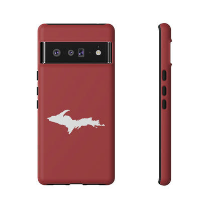 Michigan Upper Peninsula Tough Phone Case (Thimbleberry Red w/ UP Outline) | Samsung & Pixel Android