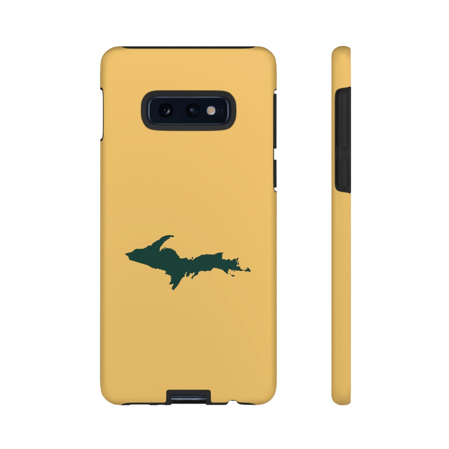 Michigan Upper Peninsula Tough Phone Case (Citrine w/ Green UP Outline) | Samsung & Pixel Android