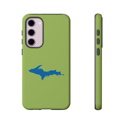 Michigan Upper Peninsula Tough Phone Case (Gooseberry Green w/ Azure UP Outline) | Samsung & Pixel Android