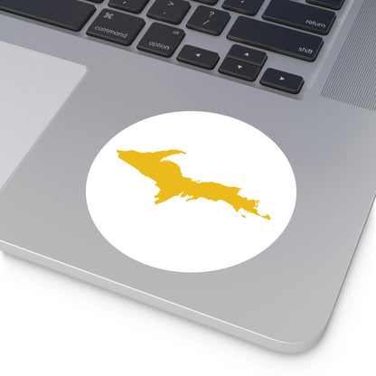 Michigan Upper Peninsula Round Stickers (w/ Gold UP Outline) | Indoor\Outdoor