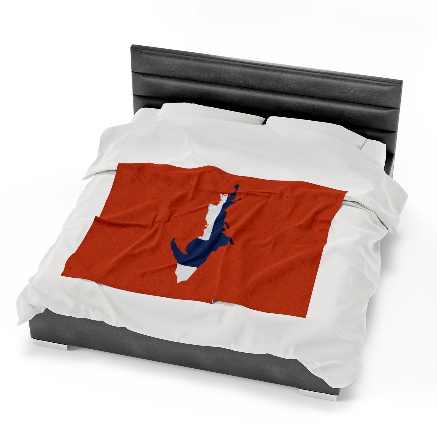 Michigan Upper Peninsula Plush Blanket (w/ UP Finland Flag Outline) | Maple Leaf Orange