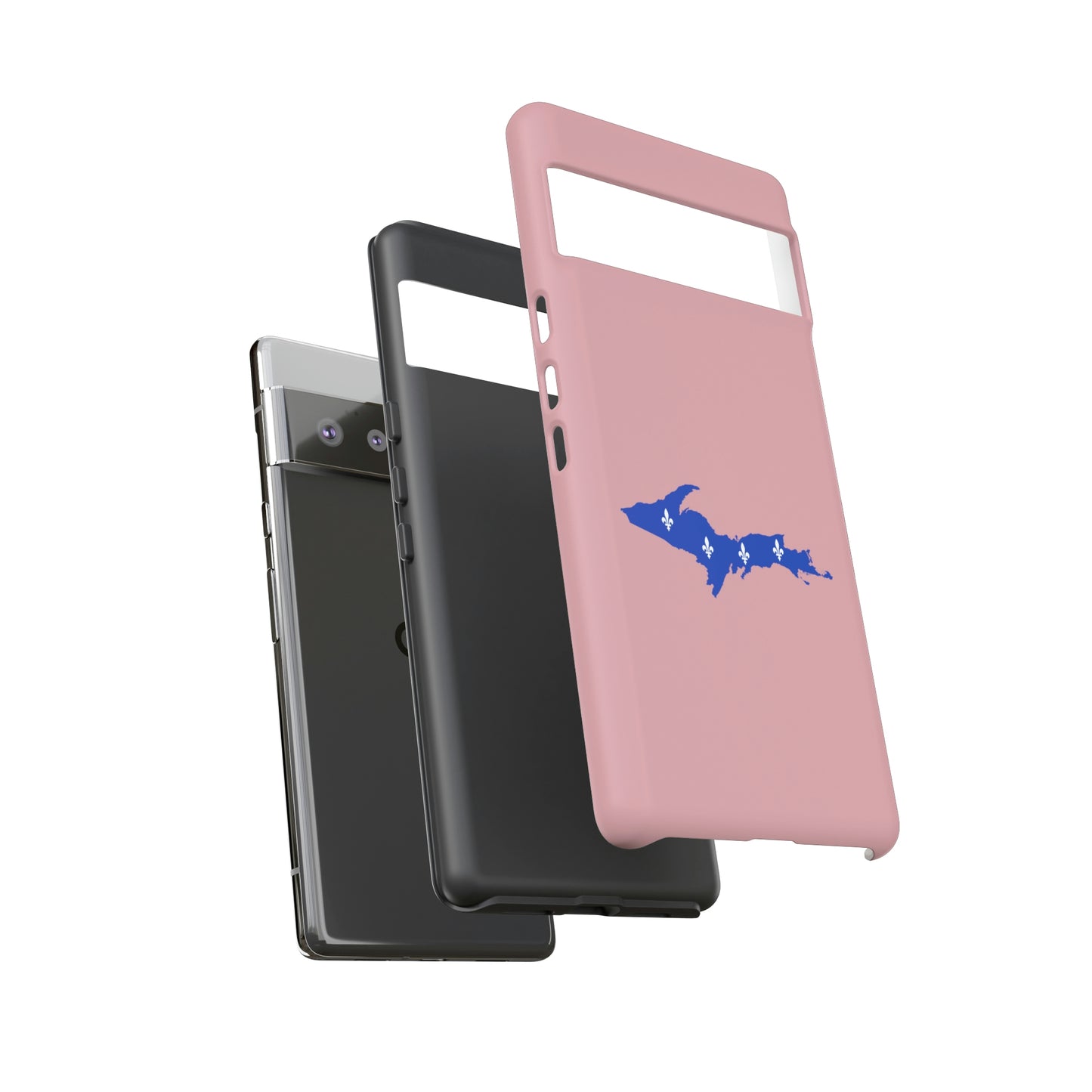 Michigan Upper Peninsula Tough Phone Case (Cherry Blossom Pink w/ UP Quebec Flag Outline) | Samsung & Pixel Android