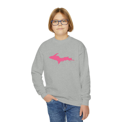 Michigan Upper Peninsula Youth Sweatshirt (w/ Pink UP Outline)