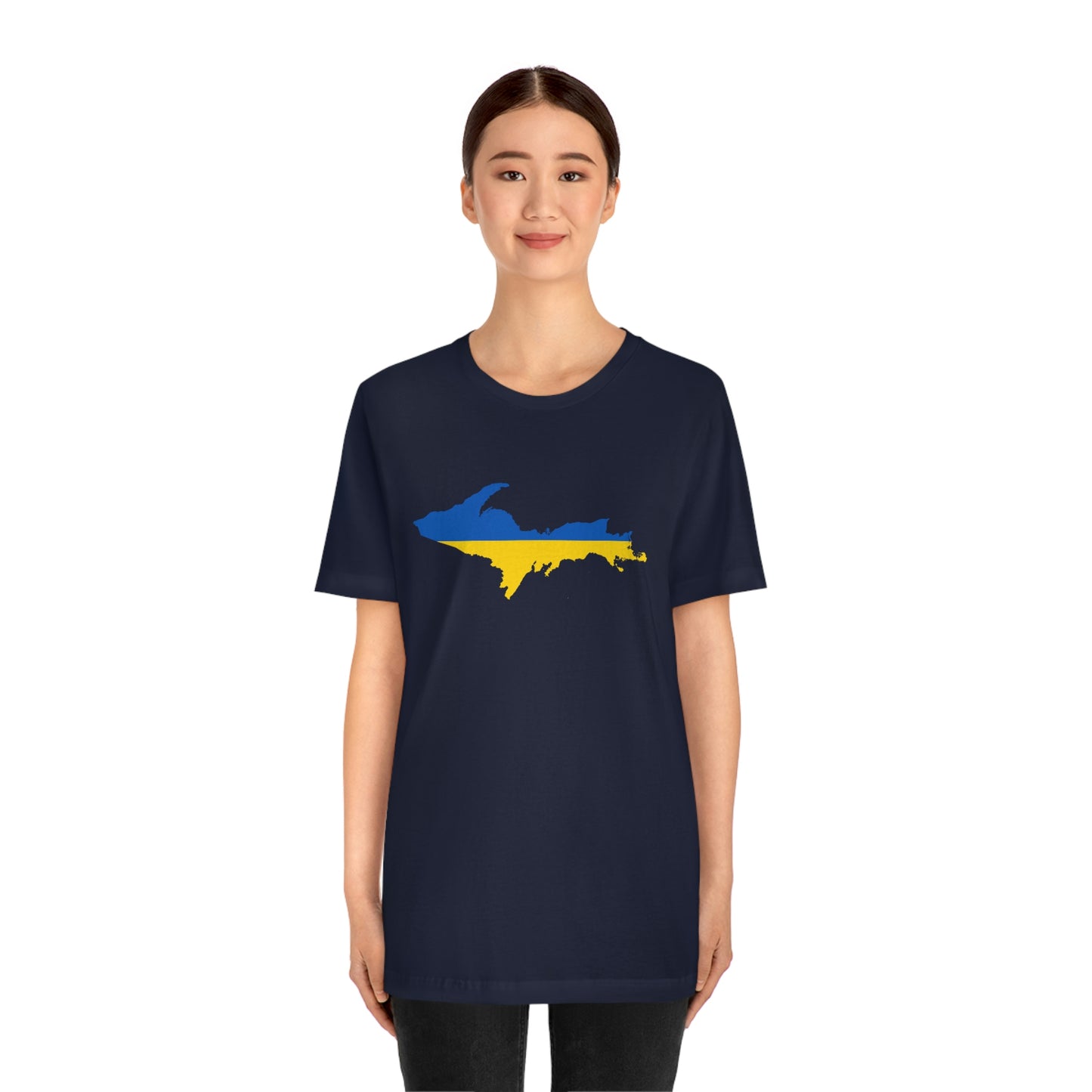 Michigan Upper Peninsula T-Shirt (w/ UP Ukraine Flag Outline) | Unisex Standard Fit