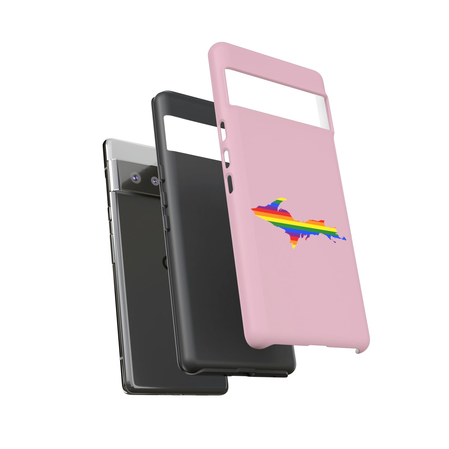 Michigan Upper Peninsula Tough Phone Case (Pink w/ UP Pride Flag Outline) | Samsung & Pixel Android