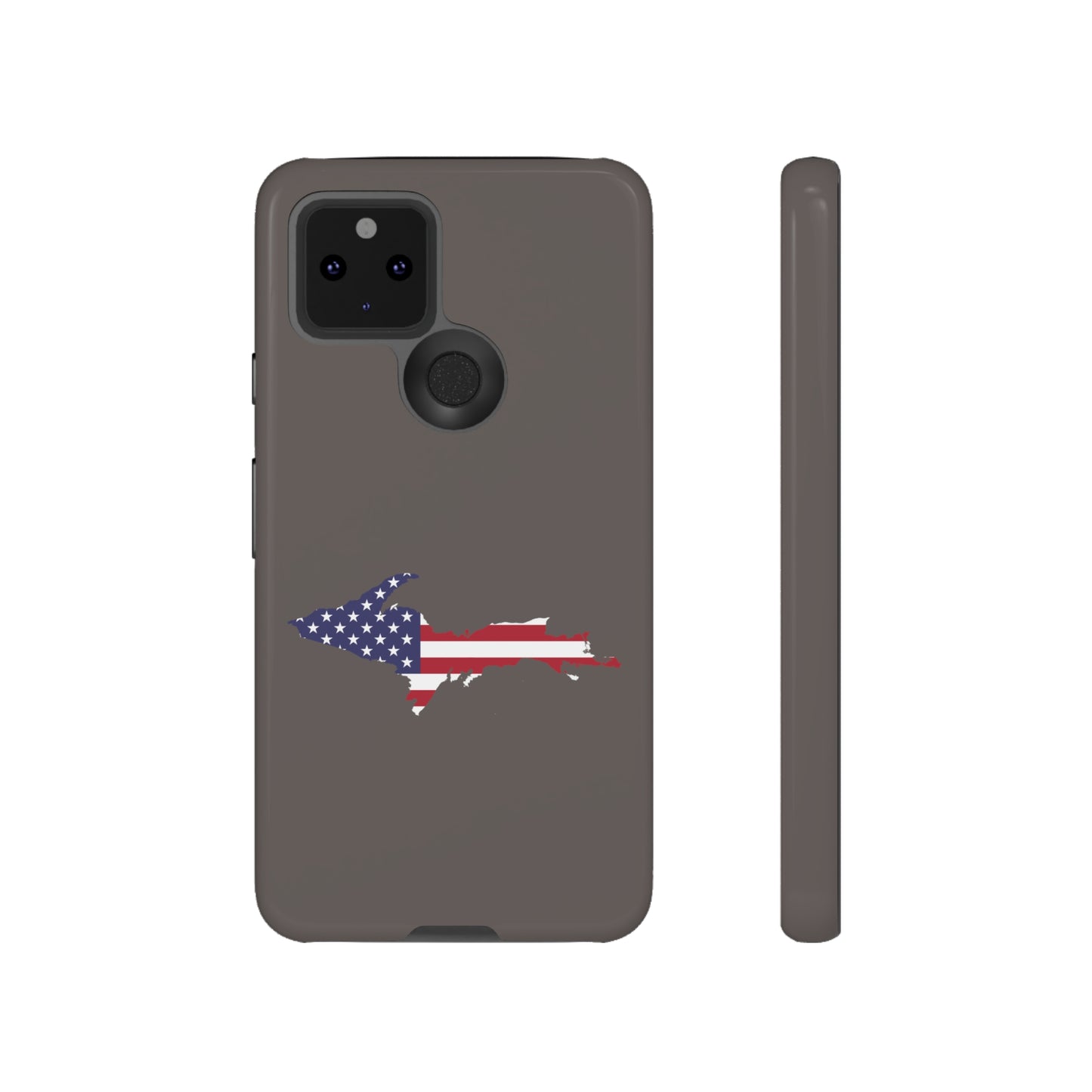 Michigan Upper Peninsula Tough Phone Case (Warren Tank Grey w/ UP USA Flag Outline) | Samsung & Pixel Android