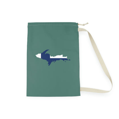 Michigan Upper Peninsula Laundry Bag (Copper Green w/ UP Finland Flag Outline)