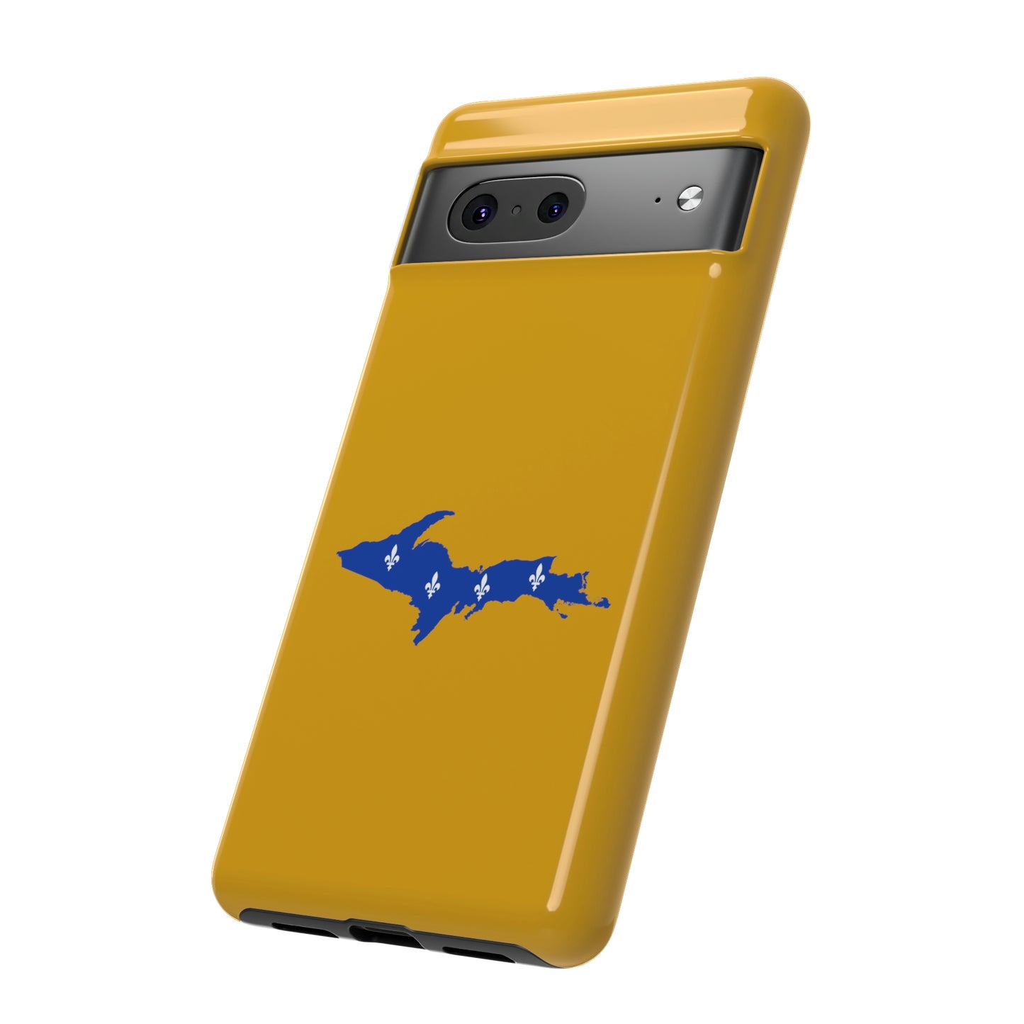 Michigan Upper Peninsula Tough Phone Case (Gold w/ UP Quebec Flag Outline) | Samsung & Pixel Android