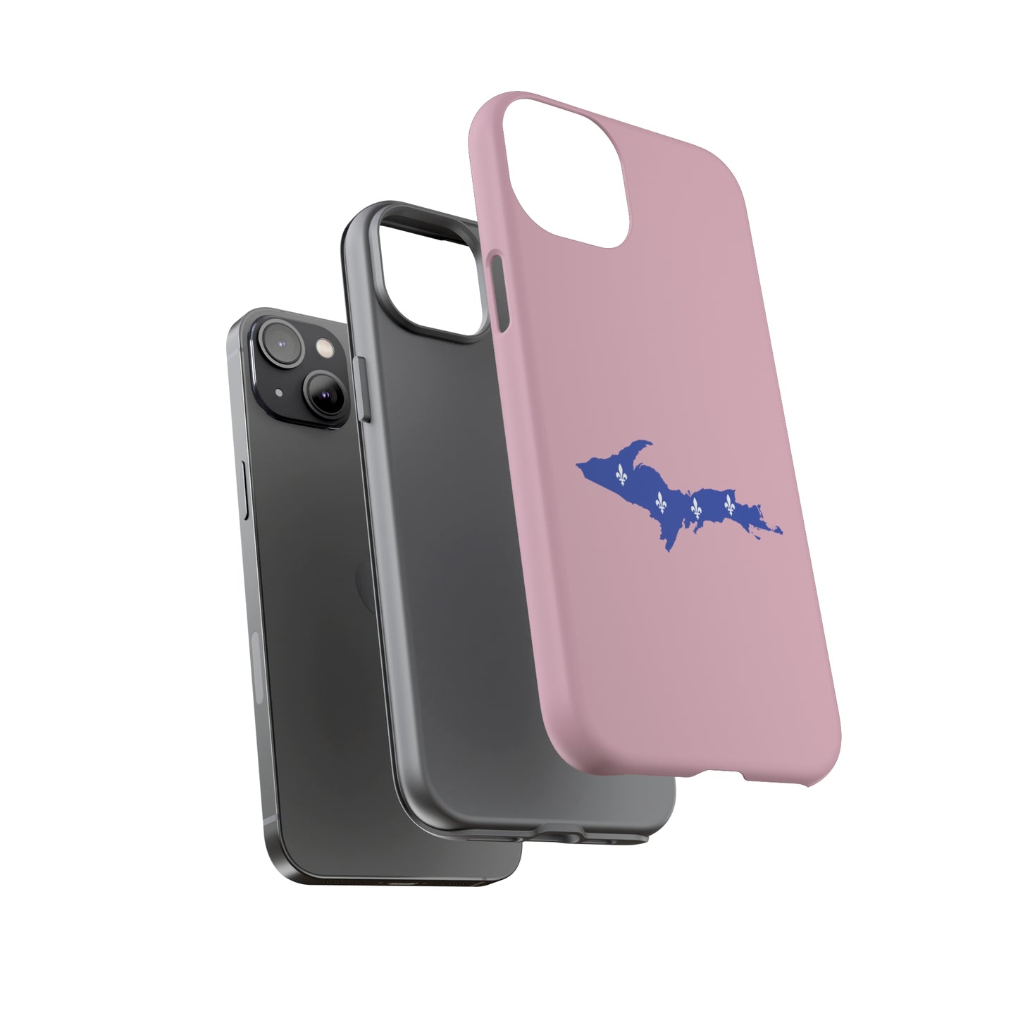 Michigan Upper Peninsula Tough Phone Case (Pink w/ UP Quebec Flag Outline) | Apple iPhone