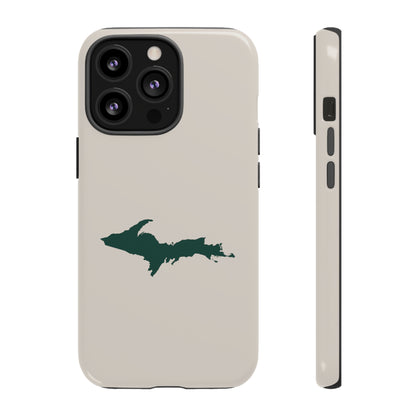 Michigan Upper Peninsula Tough Phone Case (Canvas Color w/ Green UP Outline) | Apple iPhone