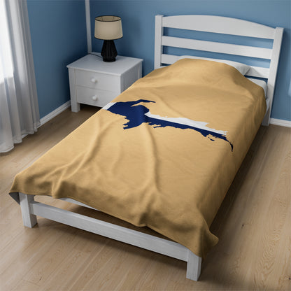 Michigan Upper Peninsula Plush Blanket (w/ UP Finland Flag Outline) | Maple Color