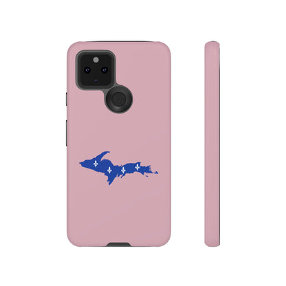 Michigan Upper Peninsula Tough Phone Case (Pink w/ UP Quebec Flag Outline) | Samsung & Pixel Android