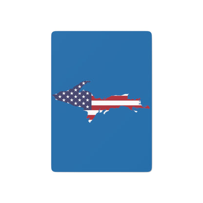 Michigan Upper Peninsula Poker Cards (Azure w/ UP USA Flag Outline)