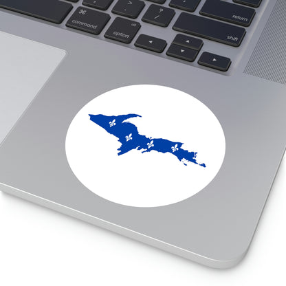 Michigan Upper Peninsula Round Stickers (w/ UP Quebec Flag Outline) | Indoor\Outdoor