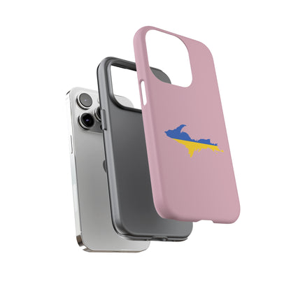 Michigan Upper Peninsula Tough Phone Case (Pink w/ UP Ukraine Flag Outline) | Apple iPhone