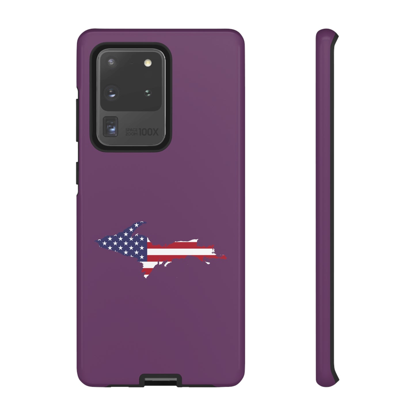 Michigan Upper Peninsula Tough Phone Case (Plum w/ UP USA Flag Outline) | Samsung & Pixel Android