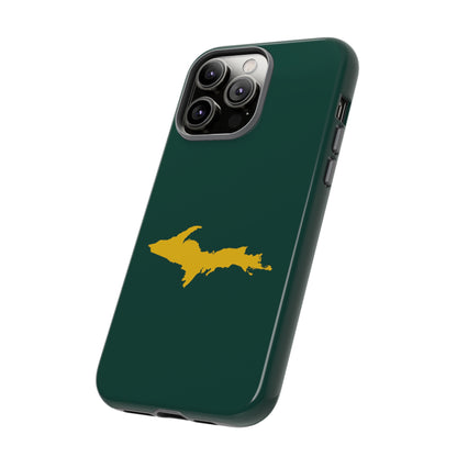 Michigan Upper Peninsula Tough Phone Case (Green w/ Gold UP Outline) | Apple iPhone