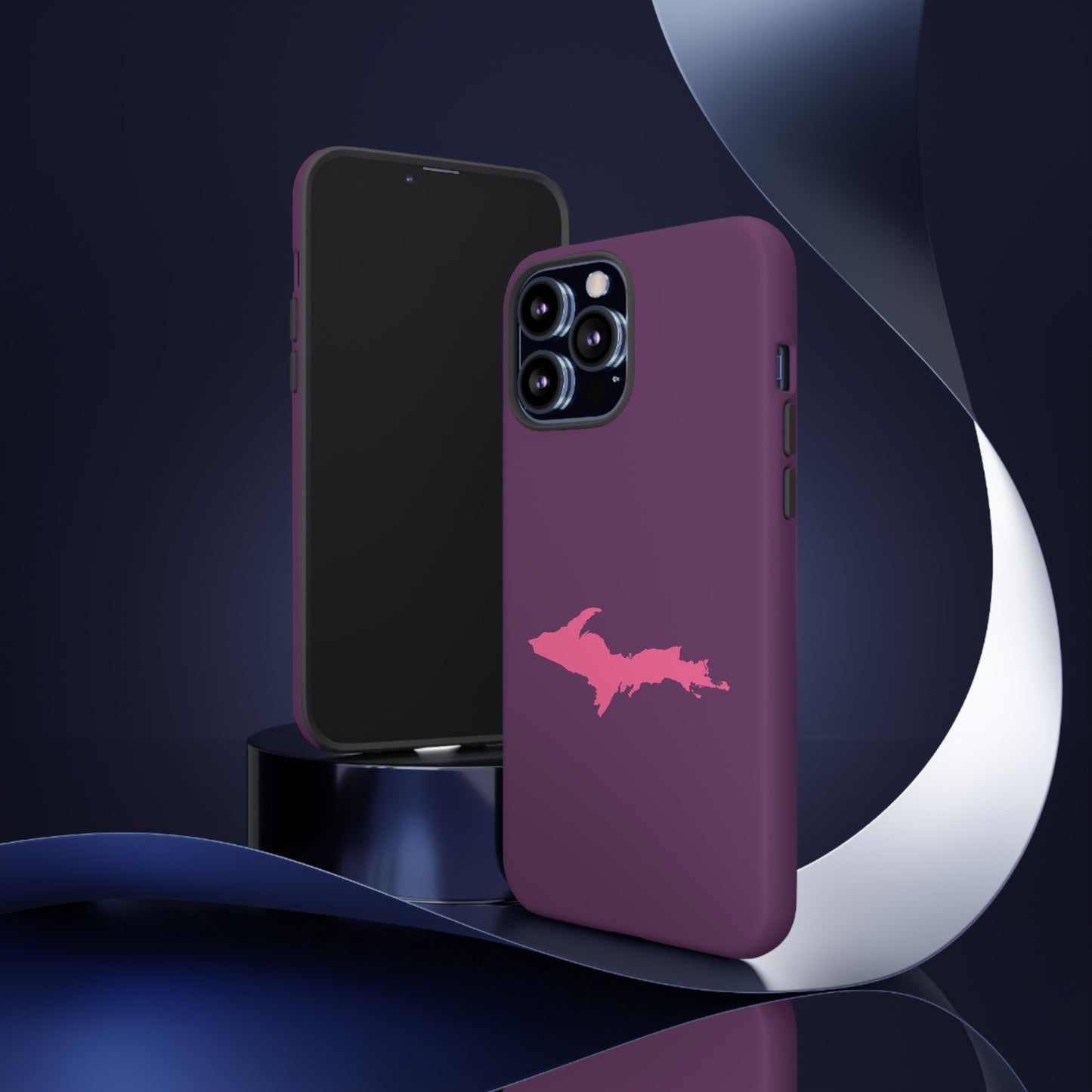 Michigan Upper Peninsula Tough Phone Case (Plum w/ Pink UP Outline) | Apple iPhone