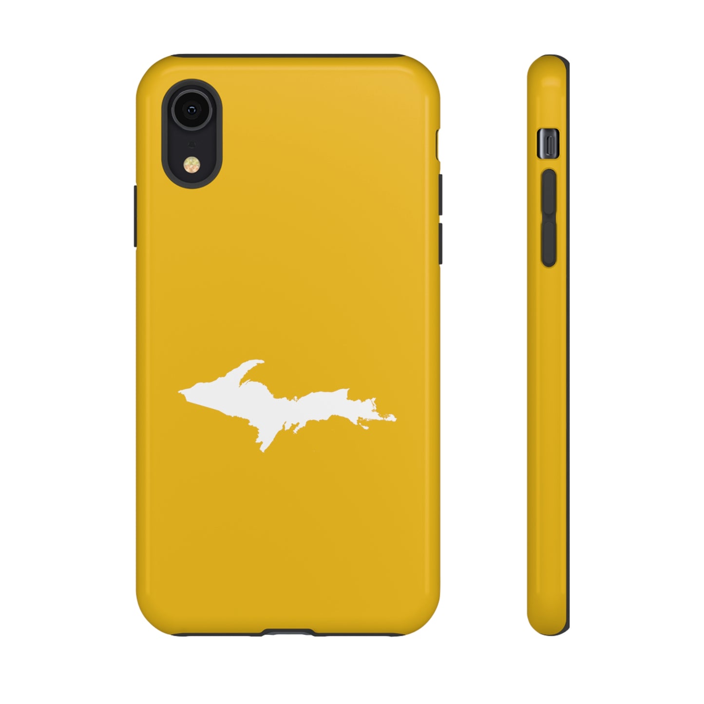 Michigan Upper Peninsula Tough Phone Case (Gold Color w/ UP Outline) | Apple iPhone