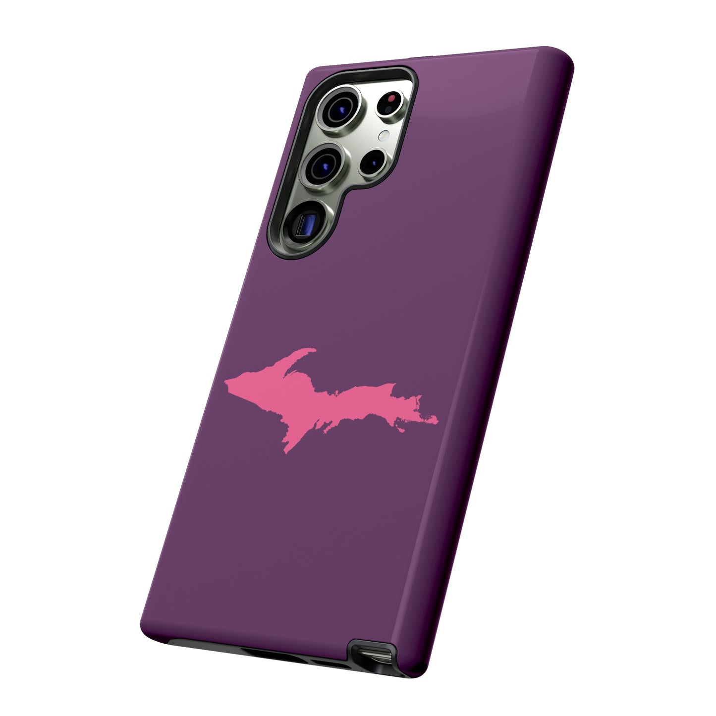 Michigan Upper Peninsula Tough Phone Case (Plum w/ Pink UP Outline) | Samsung & Pixel Android