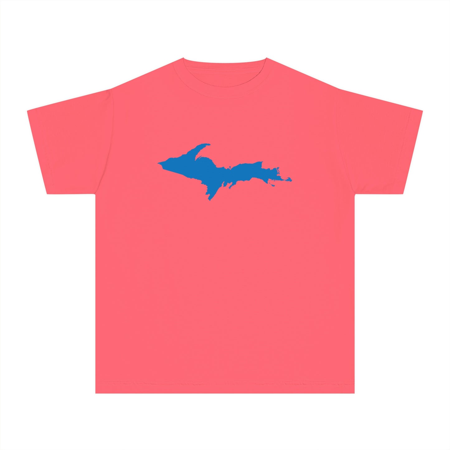 Michigan Upper Peninsula T-Shirt (w/ Azure UP Outline) | Youth Garment-Dyed