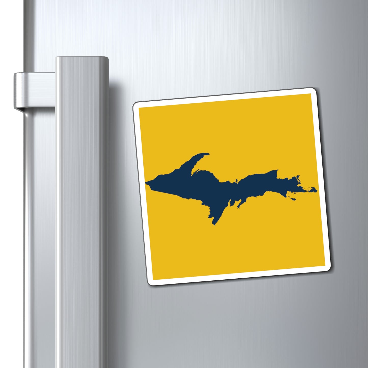 Michigan Upper Peninsula Square Magnet (Gold w/ Navy UP Outline)