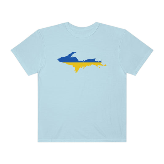 Michigan Upper Peninsula T-Shirt (w/ UP Ukraine Flag Outline) | Unisex Garment-Dyed
